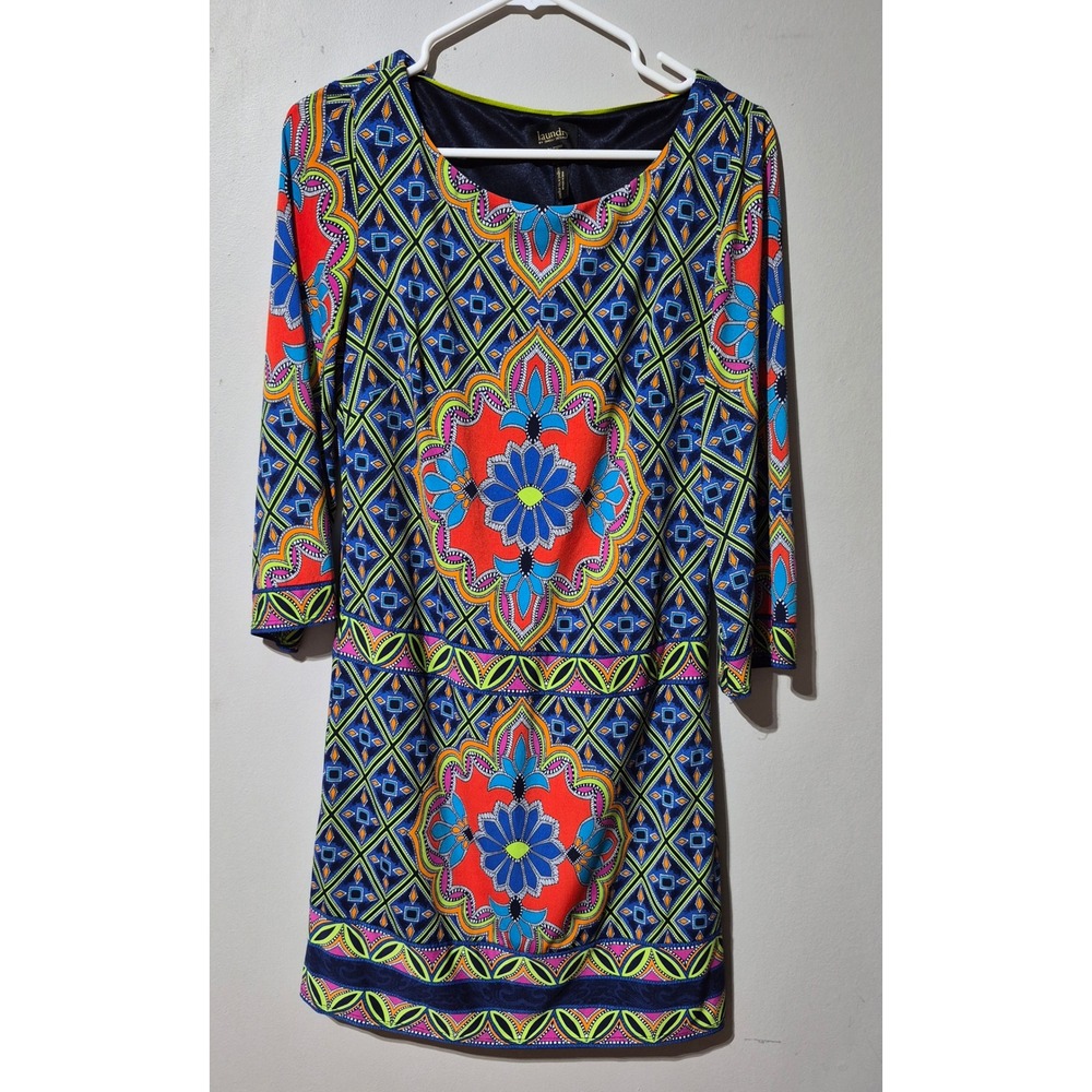 Laundry by Shelli Segal Womens XS Geometric Medallion Print 3/4 Sleeve Dress